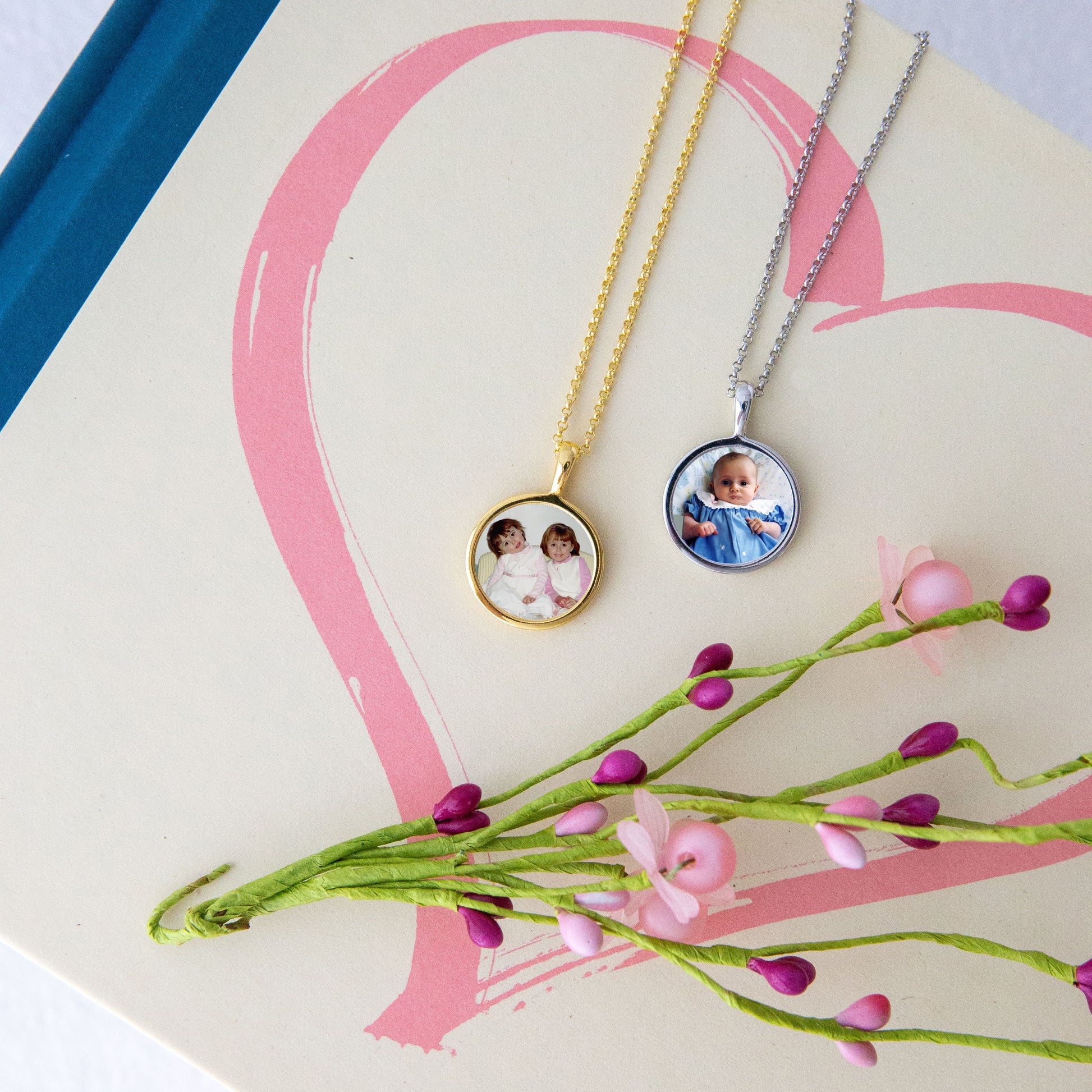 Custom Open Lockets with personalized images showing examples of children