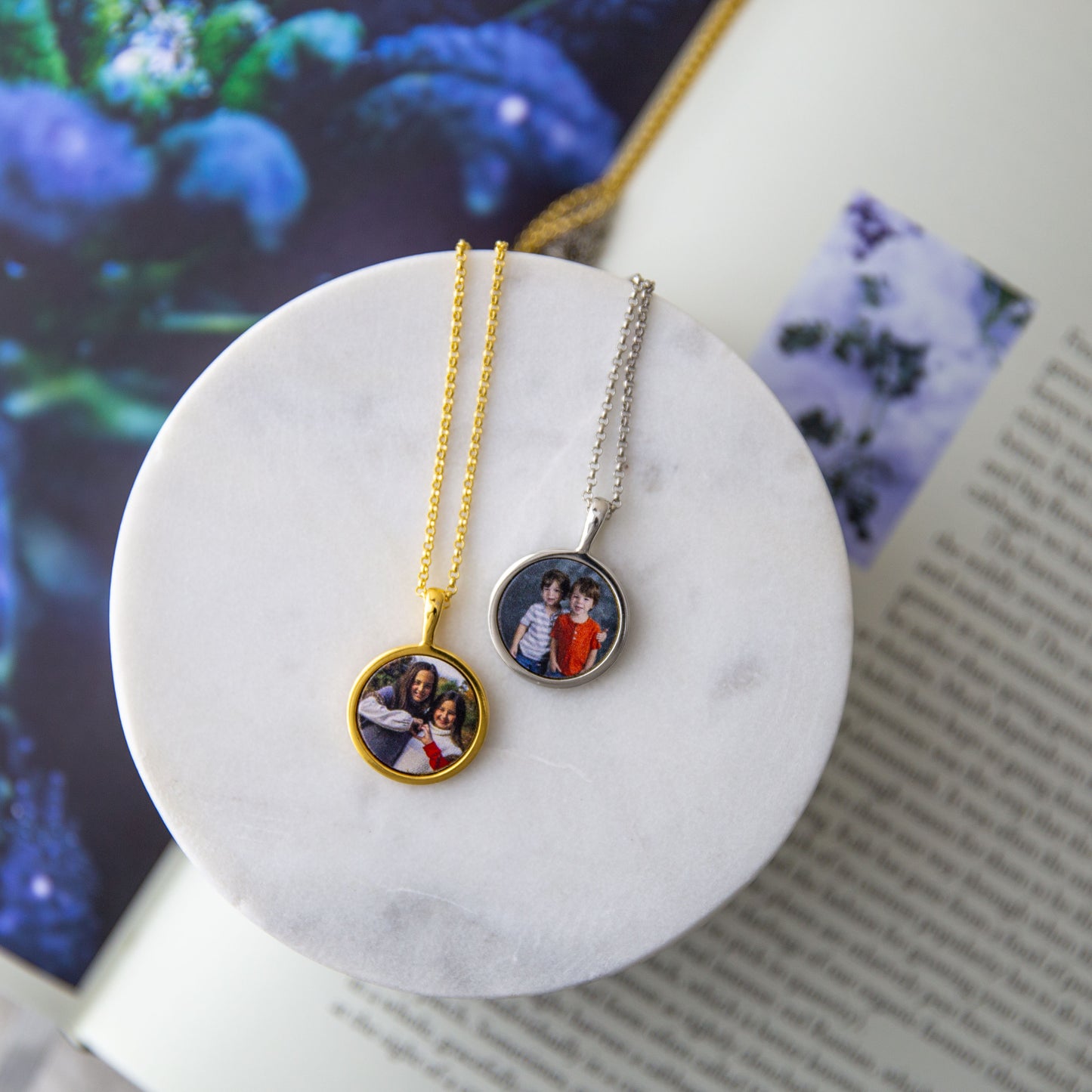 Custom one side Photo Necklaces with Kids